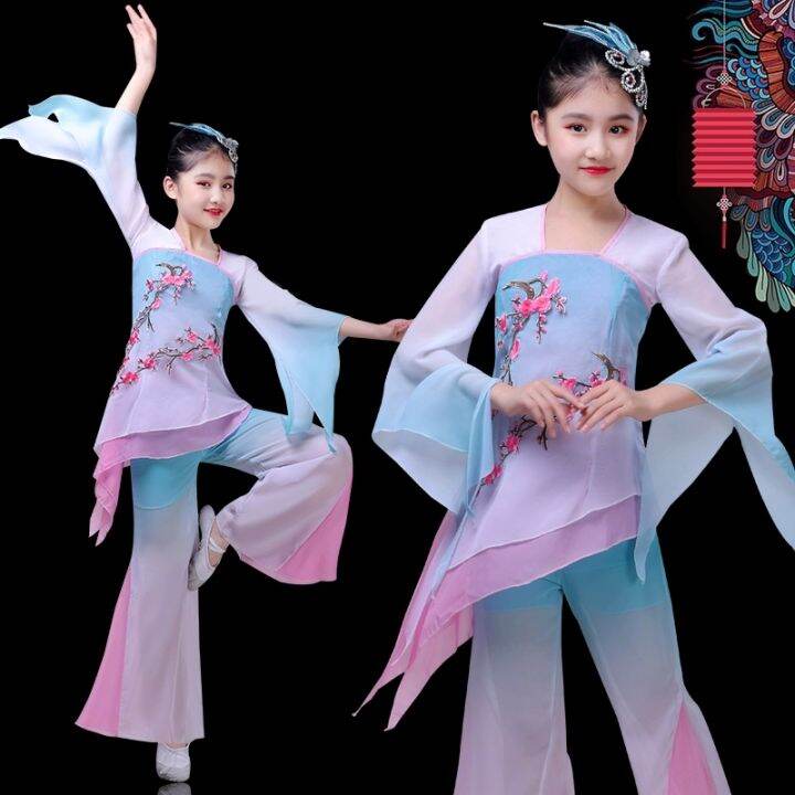 Children's classical dance costume Chinese style girl elegant chiffon ...