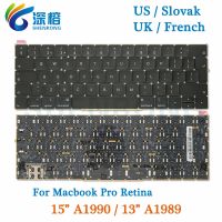 Original New UK Layout Keyboard For Macbook Pro 15 A1990 13 A1989 US Slovak French Keyboard Backlight EMC 3214 2018 2019