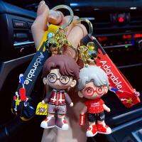 KEYCHAIN พวงกุญแจ พวงกุญแจปัจฉิม ปุ่มปุ่มคาแรคเตอร์แอนิเมชั่นฟิกเกอร์โฮลเดอร์ ครีเอทีฟ รถส่วนตัว กระเป๋าผู้ชาย กระเป๋าสะพายหลังสุดเท่ ปุ่มกด