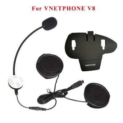 ลำโพงชุดหูฟังไมโครโฟนแจ็ค USB ขนาดเล็ก10ขาพร้อมหมวกกันน็อคอินเตอร์คอมคลิปบลูทูธสำหรับรถจักรยานยนต์ V8 VNETPHONE