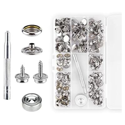 120Pcs Marine Canvas Snaps Set Kit With 2Pcs Setting Tool Stainless Steel Snap Buttons Snaps With Screws