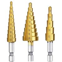 3Pcs titanium-plate High-Speed Steel Step Drill Bit Set Drill Bits Set for Sheet Metal Hole Drilling 4-12mm 4-20mm 4-32mm 3-12mm