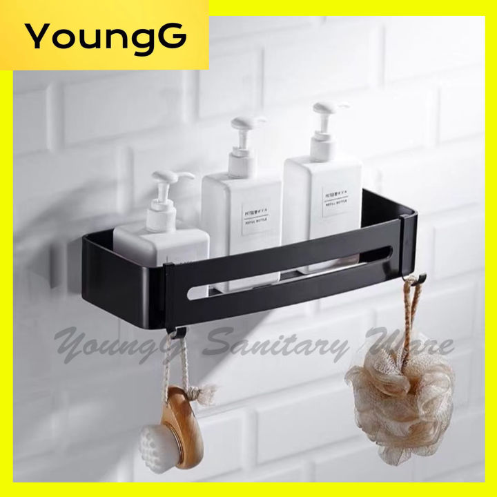 Black Aluminum Corner Shelf Wall Mounted Bathroom Soap Dish Bath