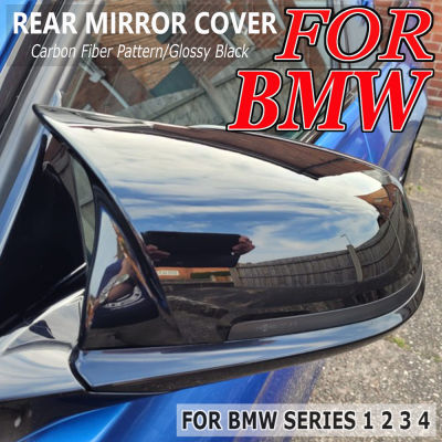 2ชิ้นกระจกมองหลังฝาครอบคาร์บอนสีดำสำหรับ BMW Series 1 2 3 4 X M 328i F30 420i F20 F21 F36 220i F32 F33