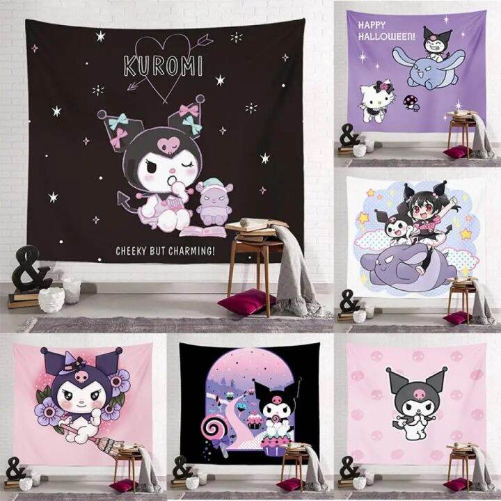 Kuromi Sanrio Background Cloth Kawaii Hanging Backdrop Decoration ...