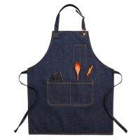 คาวบอย Solid Denim กระเป๋าช่างทำผมผ้ากันเปื้อนตัดผมทำอาหาร Pinafore ทำความสะอาดบ้านผ้าใบ Master ผ้ากันเปื้อนสำหรับห้องครัวอุปกรณ์เสริม