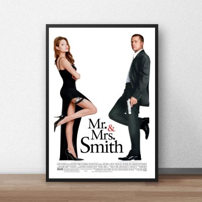 Mr. &amp; Mrs. Smith ผ้าใบสำหรับวาดรูปโปสเตอร์หนัง Classic ภาพฝาผนังของตกแต่งบ้าน (ไร้กรอบ) Heyyuan Future