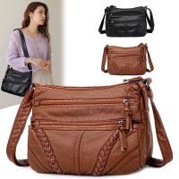 [Spot] Casual shoulder bag ladies handbag PU leather female retro soft leather shoulder bag fashion tote bag