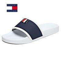 HOT ； TOMMY รองเท้าแตะผู้ชายแฟชั่นสีน้ำเงินรองเท้าแตะเปิดนิ้วเท้า Luxury Mens Slippers (สีฟ้า)