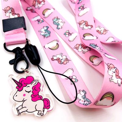 Kawaii Unicorn Keychain Lanyard Cute Phone Charm Mobile Phone Neck Strap Pink Lanyards for keys ID Badge Handy Keycord Holder