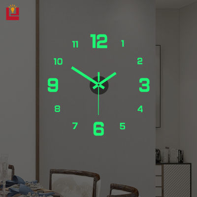 YONUO นาฬิกา ความคิดริเริ่ม โดยสังเขป แสงระยิบระยับ นาฬิกาดิจิตอล สไตล์ยุโรป DIY นาฬิกาแขวนเงียบ ไม่เจาะรู นาฬิกาแขวน