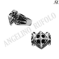 ANGELINO RUFOLO Ring ดีไซน์ Cross Sheid แหวนผู้ชาย Stainless Steel 316L(สแตนเลสสตีล)คุณภาพเยี่ยม สีเงิน