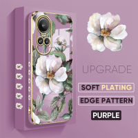 เคส PMP สำหรับ OPPO Reno10 Pro 5G ฟรีสายคล้อง + การ์ตูนเด็กผู้หญิงน่ารักดอกไม้ขอบสี่เหลี่ยมลวดลายปลอกชุบเคสโทรศัพท์หรูหราชุบเคสโทรศัพท์นิ่ม