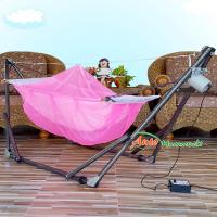 Auto Hammock เปลนอนเด็กไกวอัตโนมัติแบบพับได้ขนาดกลาง(M)สไตล์ผ้าเปลมีมุ้งสีชมพู