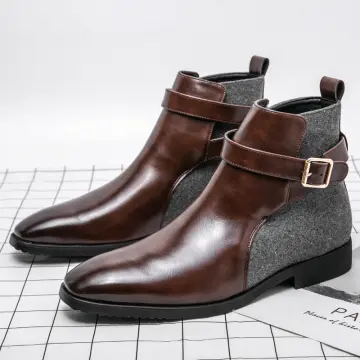 Mens chelsea boots on sale with buckle strap