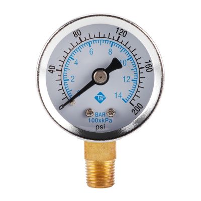 เครื่องวัดความดันขนาดกะทัดรัด0-200psi 0-14bar เครื่องวัดความดันน้ำ Dial Meter 1/8 "NPT สำหรับ Bar/psi การวัดสแตนเลส