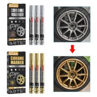 3pcs Chrome Marker Pen Car DIY Oily Paint Metallic Tyre Wheel Graffiti Tread Environmental Highlights Silver White Craftwork