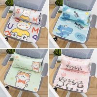 1 Set Ice Silk Cushion Pillow Home Office Computer Chair Cushion Student Summer Cool Seat Cover Cartoon Non-slip Butt Mat