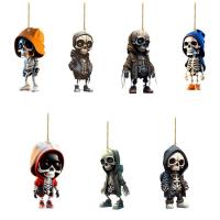 Skeleton Swinging Car Dangle Ornament Acrylic Skeleton Figurines Car Mirror Swing Pendant Portable Bag Accessory for Halloween Party Foavors sweet