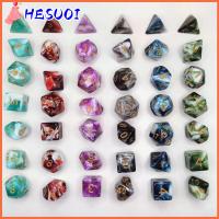 HESUOI 7Pcs/set เกมตาราง ลูกเต๋า DND 7-Die D4 D6 D8 D10 D12 D20 ลูกเต๋าหลายด้าน หลายเหลี่ยมเพชรพลอย อะคริลิค ลูกเต๋าเกม TRPG DND