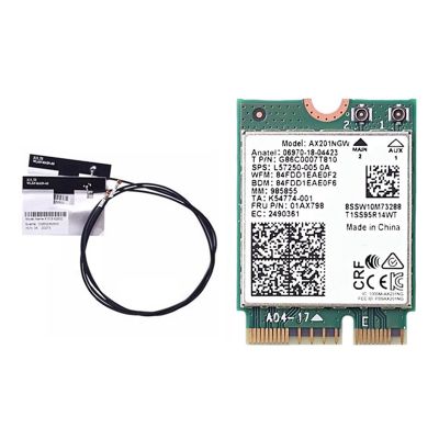 AX201NGW WiFi Card Network Card with 2XAntenna 2.4 Ghz+5Ghz WiFi 6 3000Mbps M.2 CNVio2 Bluetooth 5.1 WiFi Adapter for Win10