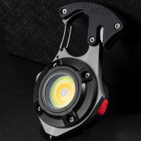 Portable Mini COB LED Flashlight Keychain Handy Light Lamp Carabiner Camping Outdoor Torch for Hiking Traveling Rechargeable  Flashlights