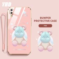 เคสโทรศัพท์ YBD สำหรับ Vivo Y91C Y1S 1820 1929ไล่ระดับสีนิ่มโปร่งใสหมีรุนแรงการ์ตูนเคสโทรศัพท์กันกระแทกพร้อมกรอบป้องกันกล้องเลนส์คลุมทั้งหมด