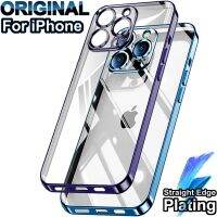 Original Straight Edge Plating Cover For Apple Clear Case Iphone 11 12 13 14 Pro Max Mini 7 8 Plus Xr Xs X Full Camera Protector