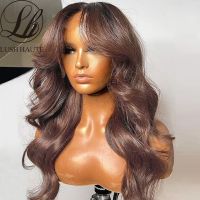 Chocolate Brown Lace Front Wigs 180 Density Body Wave Colored Synthetic Dark Brown Lace Front Wig For Black Women Cosplay Wig [ Hot sell ] Decoration Center