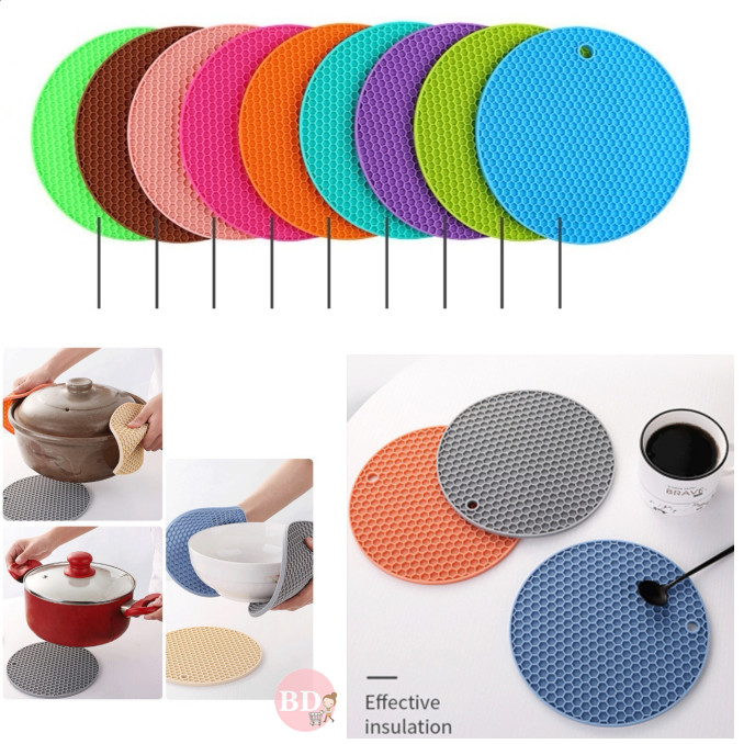 Silicone Heat Insulation Placemat Plate Coaster Round Pad Cup Table Bowl Mat