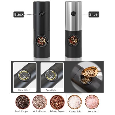 Electric Pepper Spice Grinder Shaker with LED Light Adjustable Coarseness Kitchen Tool