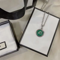 S925 Sterling Silver Original Malachite Emerald Snake G Necklace Mens Fashion Personality Classic High Quality Luxury Jewelry