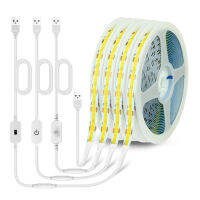 High Bright COB LED Strip Light 5V USB หรี่แสงได้ LED ริบบิ้น 300 LEDs/M กาวเทปยืดหยุ่นพร้อม Motion/Touch/เซ็นเซอร์กวาดมือ-asferttyre