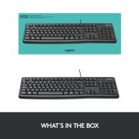 Logitech K120 USB Wired Keyboard (คีย์บอร์ดคอมพิวเตอร์เชื่อมต่อ USB ทรงมาตรฐานราคาประหยัดแข็งแรงทนทาน คีย์แคปไทย/อังกฤษ) บริการเก็บเงินปลายทาง