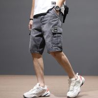 COD ❏ﺴ❀ imoq55 store Summer trendy brand denim shorts men s loose large size Outer wear thin pants breeches tooling five-point pants -Pendek musim panas lelaki yang luas saiz besar Pakai seluar tipis celana alat lima titik