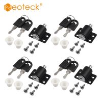 【YF】 Neoteck 4 Pcs Aluminum Alloy Black Sliding Patio Door Catches Set Window Bolt Security Lock with Key Restrictor Locks