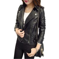 [COD] Faux Leather Jacket Motorcycle Biker Coat Female Punk Streetwear Outerwear Cotton