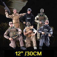 16 Scale กองกำลังพิเศษรูป12 30ซม. สะสม SWAT ทีมทหาร Action Figures Movable Joint PVC ของเล่นสำหรับชายกล่อง