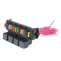 12 V Car Fuse Box 15-way Wire Fuse Block Box Multi-circuit Control Box Car Wire Fuse Holder with Relay Fuses Accessories