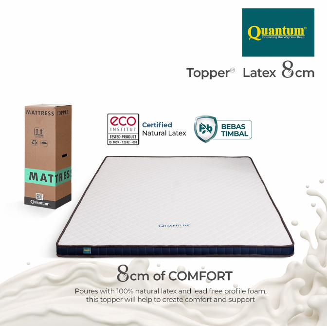 Quantum LATEX Topper Mattress 180x200 Cm Alas kasur pelapis in the box