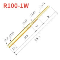 100PCS/package R100 1W Test Needle Sleeve Outer Diameter 1.67mm Length 38.3mm Brass Spring Test Probe Industrial Instrument Tool