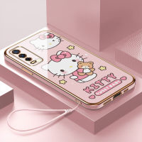 เคส VIVO Y20 Y20S Y12A Y20i Y12S เคส Y11S 6D ตัวชุบโลหะหรูหรา Kittey มีเคสโทรศัพท์ซิลิโคนตุ๊กตาหมี