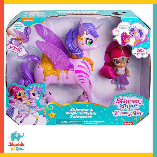 shimmer and shine genie shine & magical flying zahracorn dolls