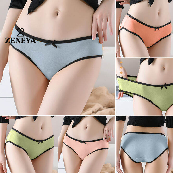 (Set of 3pcs) Zeneya Cotton Panty For Women With Black Lining Rib