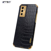 KHTD สำหรับ vivo V23e / V23e 5G เคสโทรศัพท์หนังจระเข้เนื้อกล้องป้องกันโลหะกรอบโลหะอ่อน TPU กันกระแทกฝาหลังเคส