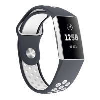 【ขอบคุณ】สายนาฬิกาข้อมือซิลิโคนรูกลมสองสีสำหรับชาร์จ Fitbit 3ขนาดสายนาฬิกาข้อมือ: 130-195มม.