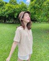 Ivory No.5 เสื้อคอสี่เหลี่ยม แขนสั้น ทรงหลวม รุ่น Minimal Top