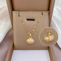 ● Classic Shell Pearl Necklace Fashion Small Fresh Clavicle Chain Micro-inlaid Simple Versatile Pendant Gift Giving