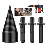 Firewood Log Splitter, 3Pcs Drill Bit Removable Cones Kindling Wood Splitting Bits Heavy Duty Electric Drills Screw