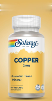 Solaray, Copper, 2 mg, 100 VegCaps